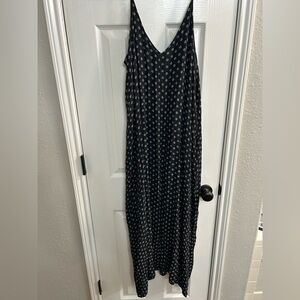 Lulus Womens Black V-Neck Spaghetti Strap Floral Backless Maxi Dress Size S/M